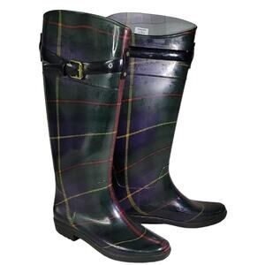 Lauren Ralph Lauren Rossalyn II Plaid Rain Boots Womens Size 8
